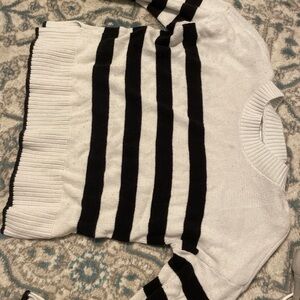 Sonoma Black and White Crew Neck Sweater with Stripes